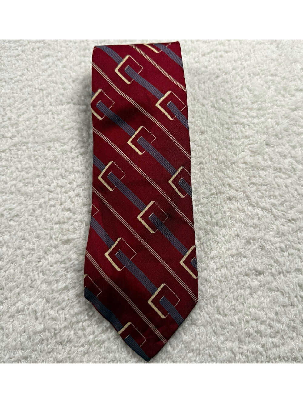 Vintage Polo Ralph Lauren Tie 100% Silk Red Geometric Made USA Handmade 58”